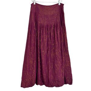 Soft Surroundings purple gold metallic bubble hem midi skirt xs